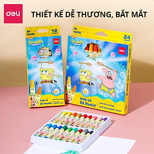 Bút Sáp Màu Dầu Bọt Biển Dễ Thương Deli - 12/18/24 Màu Tươi Sáng An Toàn Siêu Mịn Tô Màu Vẽ Tranh Mỹ Thuật - EC218