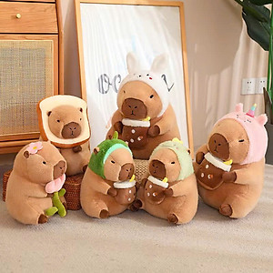 GẤU BÔNG CHUỘT LANG NƯỚC CAPYBARA ÔM TRÀ SỮA – THÚ NHỒI BÔNG COSPLAY SIÊU DỄ THƯƠNG | SIÊU MỊN 30CM