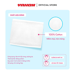 Bông Tẩy Trang Cotton POP-PUF Mềm Mịn, Có Thể Tách Lớp | 50 Miếng/Hộp, 6*8cm/Miếng