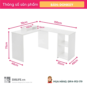 Bàn Làm Việc Chữ L Hiện Đại SMLIFE Donkey