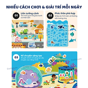 Hình Dán Sticker Cho Bé dùng nhiều lần Mideer Reusable Jelly Sticker Set 3 chủ đề