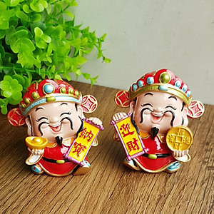 Bộ 03 tượng chibi Thần Tài may mắn 7cm - Chiêu Tài - Hút Lộc - Phú Quý Bình An