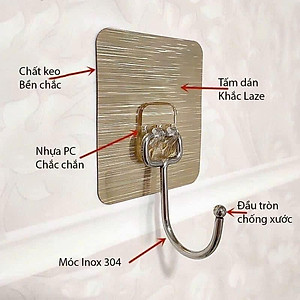 Móc Inox Dán Tường Chịu Lực Móc Treo Đồ Nặng Dán Tường Chất Lượng Cao