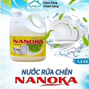 Nước rửa chén, bát hương quế / chanh Nanoka can 1,5L - Hàng Chính Hãng