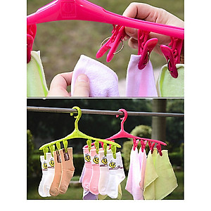 Móc treo có kẹp 8 chiếc giúp phơi khăn tay, tất, găng tay, khăn len... rất tiết kiệm diện tích - nội địa Nhật Bản 