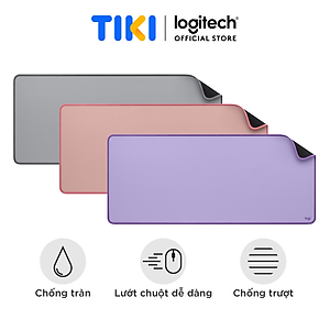 Bàn di chuột cỡ lớn Logitech Desk Mat - Đế cao su chống trượt, lướt dễ dàng, bề mặt chống đổ tràn, bền bỉ, nhỏ gọn - Hàng chính hãng