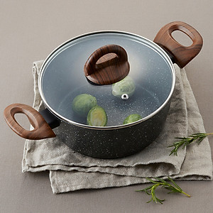 Nồi Nhôm Chống Dính Lock&Lock Baum Marble 2 Tay Cầm, Nắp Thủy Tinh LBU1202 (20cm)