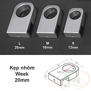 Kẹp nhôm Week CNC giữ ống in out 12, 16, 20 mm dây ống lọc thùng bể cá tép thủy sinh