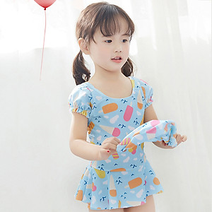 Đồ bơi liền thân bé gái váy xòe dễ thương, áo tắm trẻ em đẹp, thun bơi lạnh mịn mát, co giãn cao, bé mặc thoải mái dễ chịu, tặng kèm mũ bơi | BT05