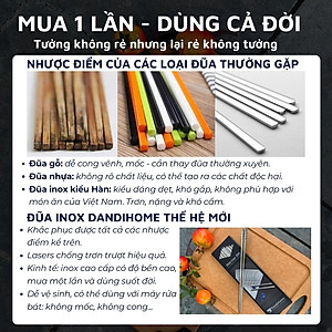 Set 05 đôi đũa inox 304 - 316 DandiHome 2020 chống trơn trượt, sang trọng, tinh tế