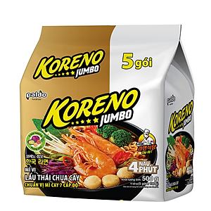 Thùng 8 Lốc Mì vị Lẩu Thái chua cay Koreno Jumbo 500g