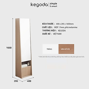 Tủ Trang Điểm Decor Có Gương Soi Toàn Thân Đứng Hack Dáng Đẹp, 2 Cánh Mở, Cao 165cm KEGODA KGD43
