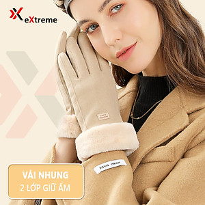Găng tay nữ giữ ấm mùa đông eXtreme GT1201 vải nhung chống gió, chống mài mòn, cảm ứng điện thoại