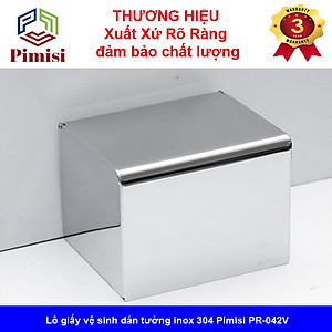 Hộp đựng giấy vệ sinh dán tường inox 304 Pimisi PR-042V dùng để treo - kệ - móc lô giấy vệ sinh có nắp đậy kín chống nước trong phòng tắm dán tường bằng keo kèm theo không cần khoan | Hàng chính hãng