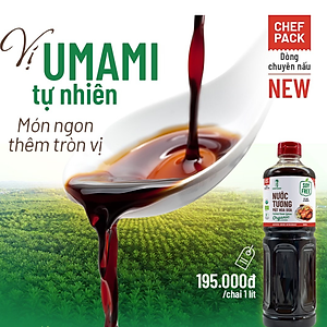 Nước tương mật hoa dừa Sokfarm - Chai 1L Dòng chuyên nấu ăn, không từ đậu nành, giảm 50% lượng muối