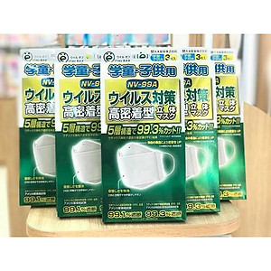 Khẩu trang trẻ em Virus Off - Ohki Nhật Bản thiết kế 3D ôm sát mặt NV-99A 3 miếng