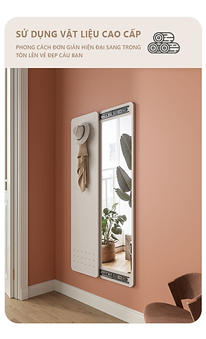 Gương toàn thân treo tường đa năng có móc để đồ tiện dụng tiết kiệm không gian thương hiệu IGA - GP263