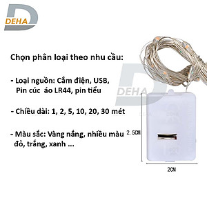 Dây đèn led đom đóm trang trí decor phòng, du lịch cắm trại, fairy light cao cấp (tùy chọn loại nguồn cấp, chiều dài dây và màu sắc)