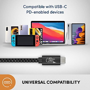 Dây sạc type-C to C PROLiNK GCC_240G3 dài 2m, sạc siêu tốc 240W chuẩn PD 3.1, truyền dữ liệu 40Gbps, xuất hình ảnh 8K Ultra HD - Hàng chính hãng