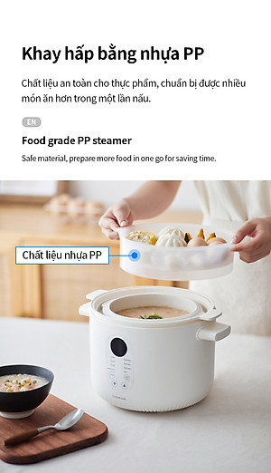 Nồi nấu chậm đa năng Locknlock EJP164IVY - Multi function slow cooker 220V, 50Hz, 350W - Dung tích 2.5L - Hàng chính hãng