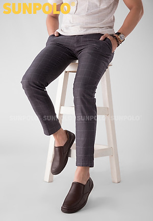 Giày mọi nam da bò đế cao su mũi tròn SUNPOLO MOI015 có big size 45 46