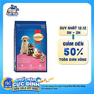 Thức Ăn Khô Cho Chó Con Hương Vị Thịt Bò Và Sữa SmartHeart (1.5kg)