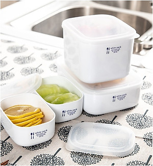 Hộp đựng & bảo quản thức ăn White Pack 1.0L ( hình vuông ) có thể dùng trong lò vi sóng - Nhập khẩu từ Nhật Bản