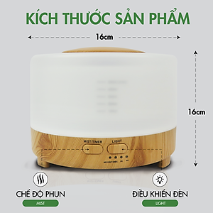 Combo 3 Chai Tinh Dầu TOKI MORI Sả Chanh + Cam Ngọt + Bạc Hà kèm Máy Xông Tinh Dầu/Máy Khuếch Tán Hình Trụ Vân Gỗ Đèn Led Có Remote Điều Khiển Từ Xa