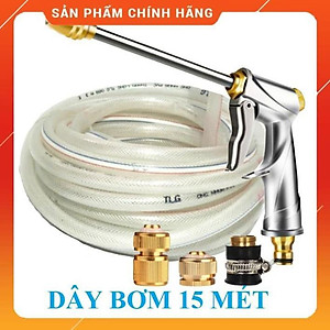 Vòi Xịt Rửa Xe️ Bộ dây vòi xịt nước rửa xe, tưới cây , tăng áp 3 lần, loại 15m 206701-2 đầu đồng, cút đồng