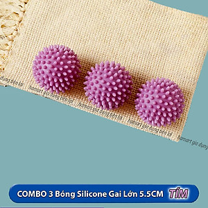 COMBO 3 Bóng Giặt Silicon Cầu Gai Chống Nhăn Quần Áo Quả Banh To 5.5CM Hamart Giặt Sạch Vượt Trội