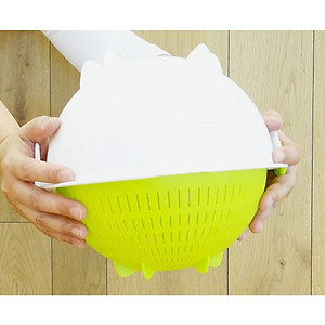 Bộ thau rổ nhựa xoay 2 lớp làm ráo nước - Hàng nội địa Nhật Bản 