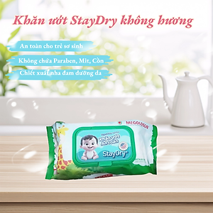 Khăn Giấy Ướt Cao Cấp Không Hương Staydry KU-STCC-KH100 (100 Tờ)