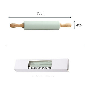 Bộ Cán Lăn Bột Silicon +Tấm Lót Nhào Bột Silicone Làm Bánh - Thảm Nhào Bột Chống Dính CHịu Nhiệt Tốt- Hàng Chính Hãng MINIIN