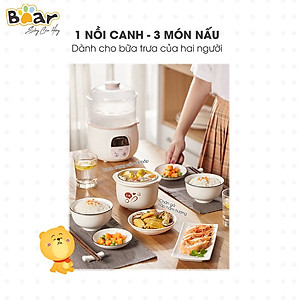 Nồi Nấu Chậm 0,8L Bear SUBE001 Đa Năng Nấu Cháo, Chưng Yến Bản Quốc Tế - Hàng Chính Hãng