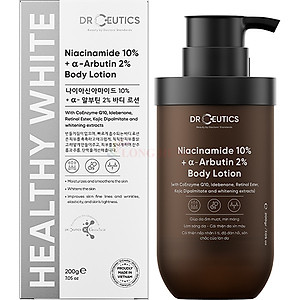 Sữa dưỡng thể DrCeutics Niacinamide 10% + Alpha Arbutin 2% Body Lotion giúp cải thiện độ đàn hồi săn chắc của da (200g) - Hàng chính hãng