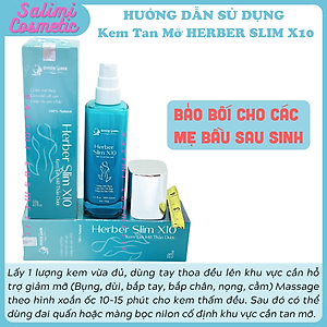 Kem Tan Mỡ Thảo Dược HERBER SLIM X10 120g, Hỗ Trợ Giảm Mỡ, Làm Mờ Vết Rạn, Làm Săn Chắc Da Vùng Bụng, Đùi, Bắp Tay, Bắp Chân, Cằm