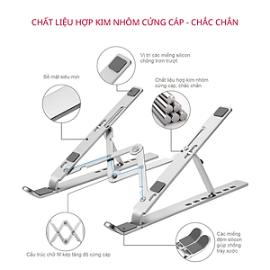 Giá Đỡ Laptop Hợp Kim Nhôm Cao Cấp Dễ Dàng Gấp Gọn, Giúp Tản Nhiệt Laptop, Máy Tính Xách Tay - 07 Nấc Điều Chỉnh Góc Độ. Hàng Chính Hãng Tamayoko