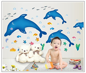 Decal dán tường Cá heo nhảy múa AmyShop DB023