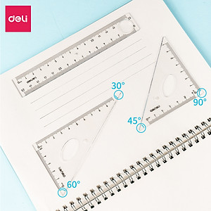 Bộ Thước Kẻ Thước Đo Độ Eke Học Sinh Deli - Bộ Dụng Cụ Học Tập 4 Chiếc  - 79529 79530