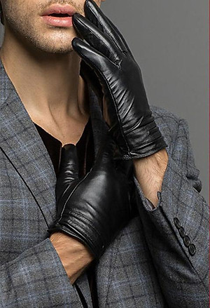 Găng tay nam BHY8615 Bao tay da cừu, lót lông giữ ấm. Găng tay mùa đông