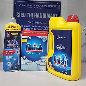 Combo Bột rửa bát finish 2.5kg + Nước làm bóng finish 800ml + Muối rửa bát finish 1.5kg dùng cho Máy rửa bát chén ly đĩa cốc