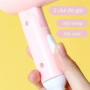 Máy Sấy Tóc Mini Cầm Tay Gấp Gọn -2 Chiều Nóng Lạnh Cao Cấp 450w - Chất Liệu Nhựa Cao Cấp- Hoạ iết Dễ Thương - Hàng Loại 1 - Chính Hãng MINIIN