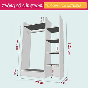 Tủ áo quần gỗ MDF cao cấp SMLIFE Cogitem