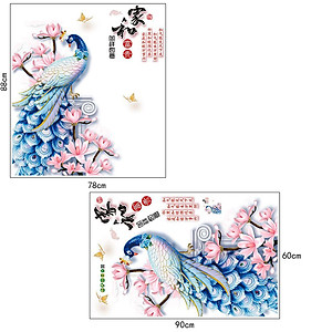 Decal dán tường Tranh Dán Tường Con Công Xanh SK9374