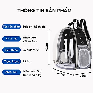Balo phi hành gia trong suốt Balo thú cưng vận chuyển chó mèo (Tặng kèm tấm lót) hàng chính hãng thương hiệu Kún Miu