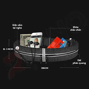 Đai, túi đeo eo thể thao nam nữ Rhino B201 đựng vừa điện thoại 6.5 Inch và đa dạng các loại vật dụng, hàng chất lượng tiện dụng khi đi chơi, dã ngoại, hoạt động ngoài trời yoga, leo núi, chạy, đi bộ, đạp xe, tập gym, cầu lông