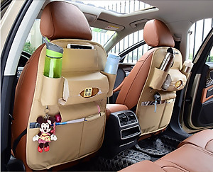 Tấm da treo ghế để giấy ăn, chai lọ tiện lợi giúp nội thất xe gọn gàng - màu ngẫu nhiên 