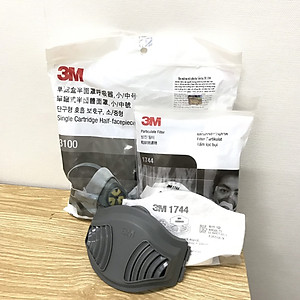Bộ mặt nạ lọc hơi khói hàn và bụi vô cơ 3100 kèm 10 tấm lọc bụi 1744 và 1 nắp giữ 1700 3M