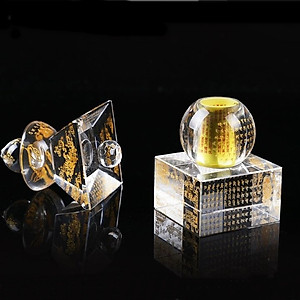 Tháp xá lợi pha lê trắng kèm đế đèn led đổi màu size 14.5cm và 20.5cm