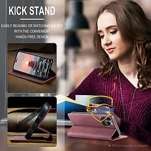 Bao da bò thật dạng ví dành cho iPhone 14 Pro Max Caseme - Hàng Nhập Khẩu